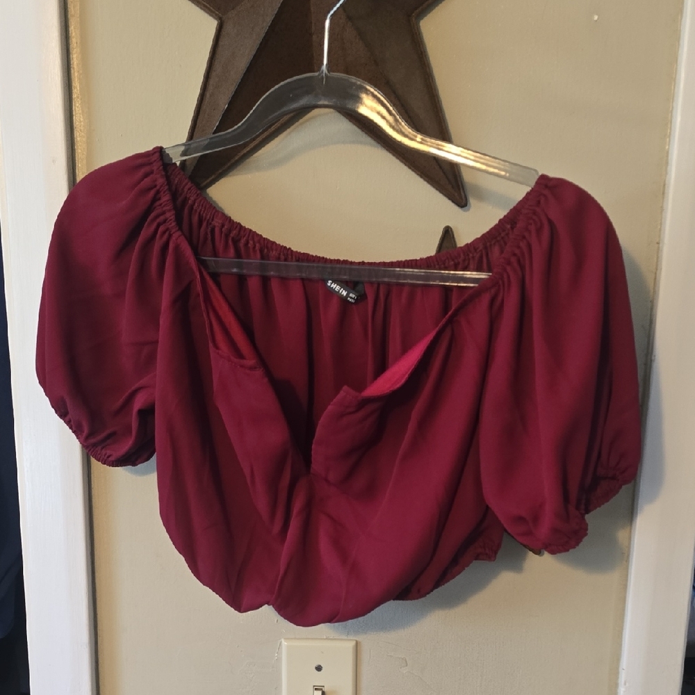 Burgundy Off-the-Shoulder Crop Top Brand New Small
